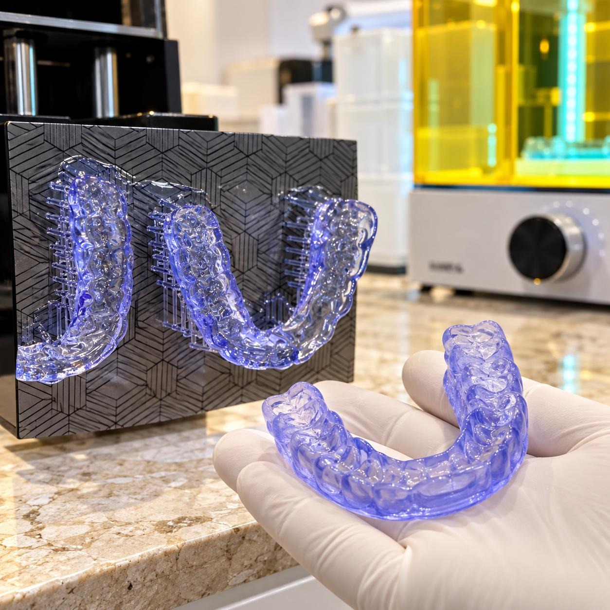 Alinhadores odontológicos impressos em 3D no laboratório da clínica